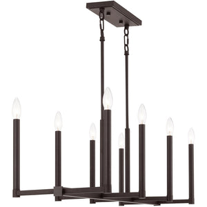 HomeRoots Bronze Eight-Light Dimmable Chandelier with Cylinder Shades for Elegant Ambiance & Warmth 687161