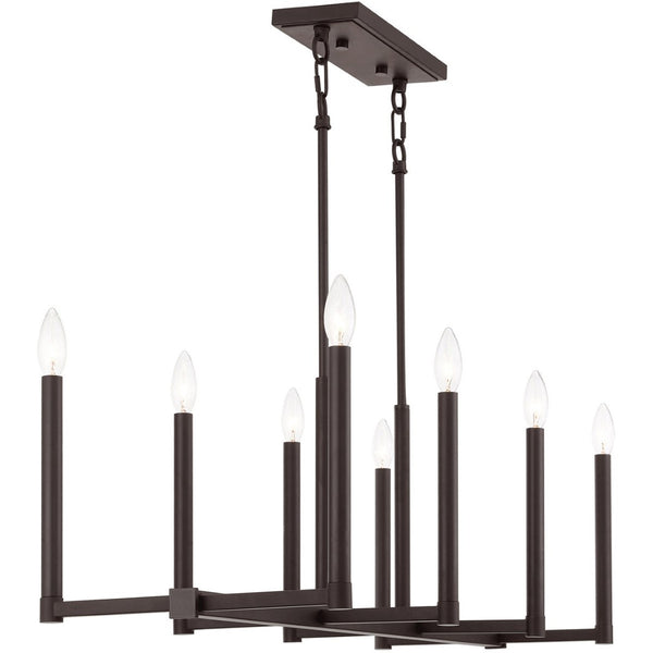 HomeRoots Bronze Eight-Light Dimmable Chandelier with Cylinder Shades for Elegant Ambiance & Warmth 687161
