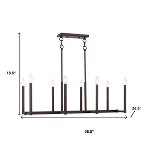 HomeRoots Bronze Eight-Light Dimmable Chandelier with Cylinder Shades for Elegant Ambiance & Warmth 687161