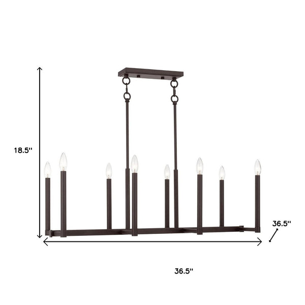 HomeRoots Bronze Eight-Light Dimmable Chandelier with Cylinder Shades for Elegant Ambiance & Warmth 687161