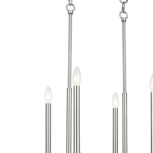 HomeRoots Eight Light Dimmable Chandelier with Cylindrical Shades for Modern Ambiance in Any Room 687162