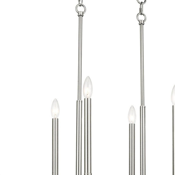 HomeRoots Eight Light Dimmable Chandelier with Cylindrical Shades for Modern Ambiance in Any Room 687162