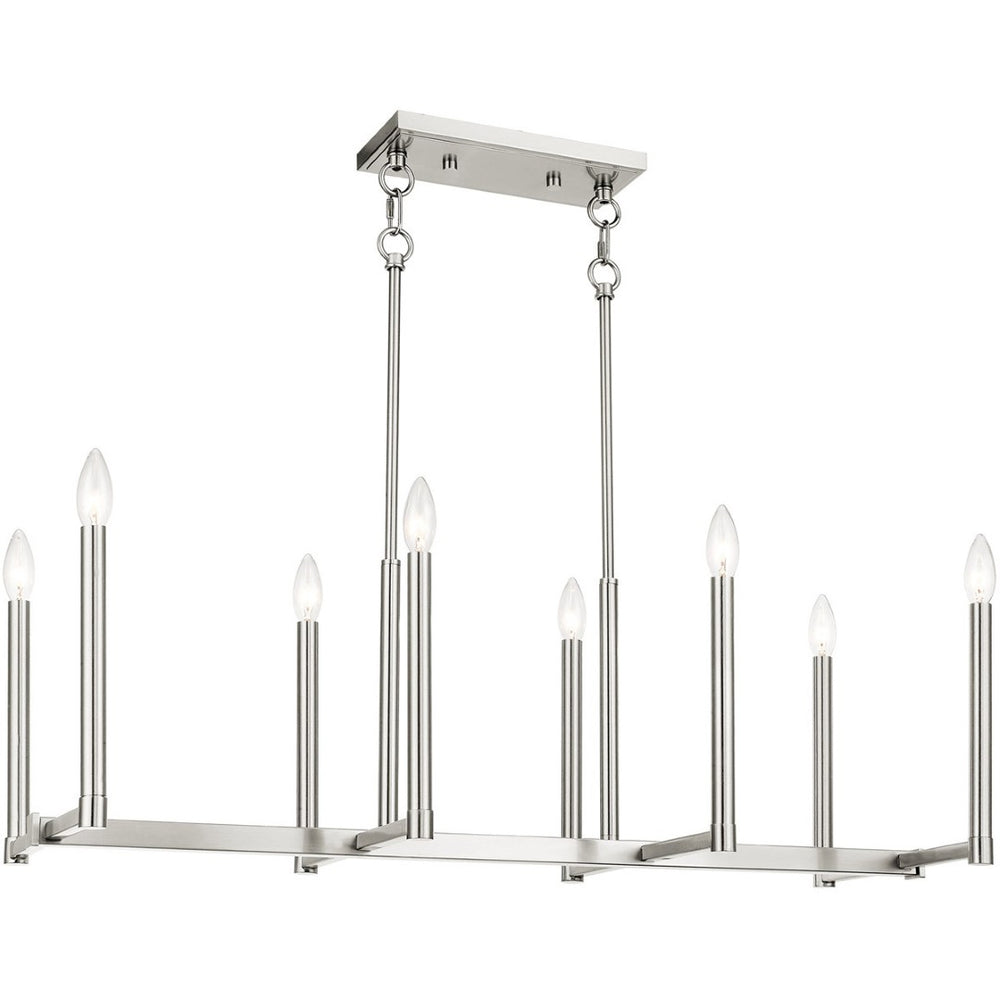 HomeRoots Eight Light Dimmable Chandelier with Cylindrical Shades for Modern Ambiance in Any Room 687162