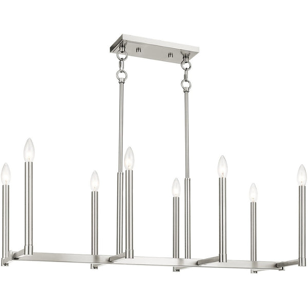 HomeRoots Eight Light Dimmable Chandelier with Cylindrical Shades for Modern Ambiance in Any Room 687162