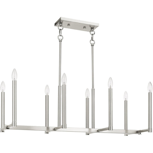 HomeRoots Eight Light Dimmable Chandelier with Cylindrical Shades for Modern Ambiance in Any Room 687162