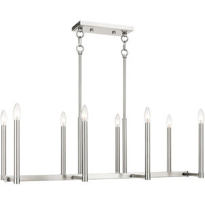 HomeRoots Eight Light Dimmable Chandelier with Cylindrical Shades for Modern Ambiance in Any Room 687162
