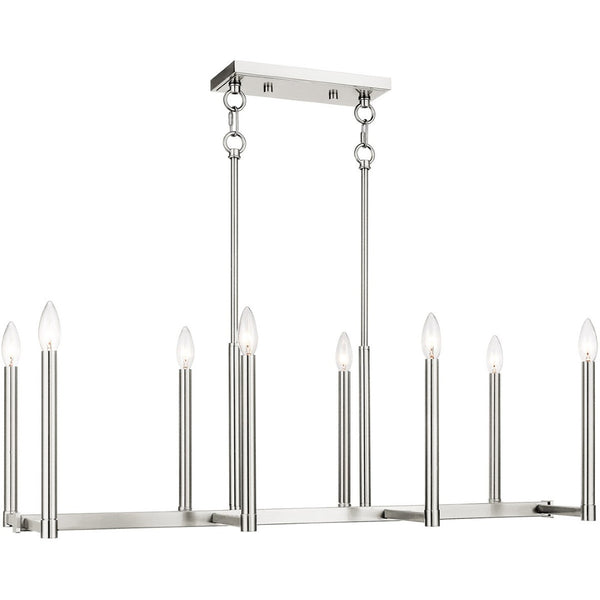 HomeRoots Eight Light Dimmable Chandelier with Cylindrical Shades for Modern Ambiance in Any Room 687162