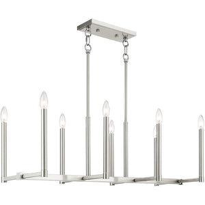 HomeRoots Eight Light Dimmable Chandelier with Cylindrical Shades for Modern Ambiance in Any Room 687162