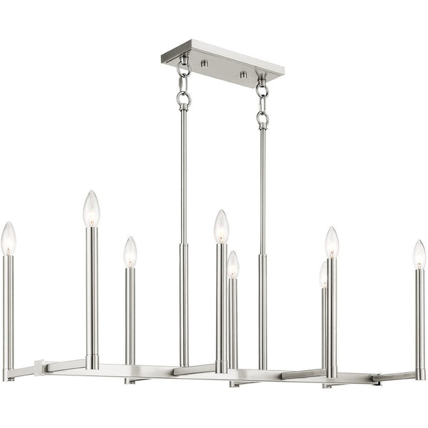 HomeRoots Eight Light Dimmable Chandelier with Cylindrical Shades for Modern Ambiance in Any Room 687162