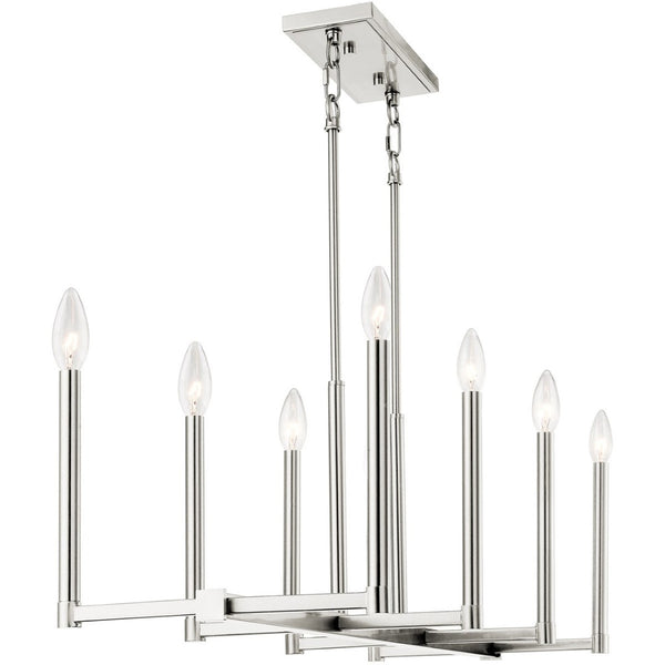 HomeRoots Eight Light Dimmable Chandelier with Cylindrical Shades for Modern Ambiance in Any Room 687162