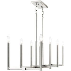 HomeRoots Eight Light Dimmable Chandelier with Cylindrical Shades for Modern Ambiance in Any Room 687162