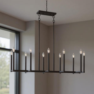 HomeRoots Bronze Ten-Light Dimmable Chandelier with Cylinder Shades for Elegant Home Lighting Solutions 687163