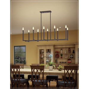 HomeRoots Bronze Ten-Light Dimmable Chandelier with Cylinder Shades for Elegant Home Lighting Solutions 687163
