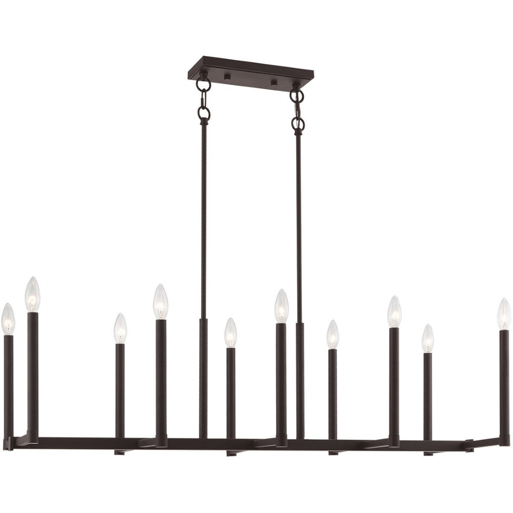 HomeRoots Bronze Ten-Light Dimmable Chandelier with Cylinder Shades for Elegant Home Lighting Solutions 687163