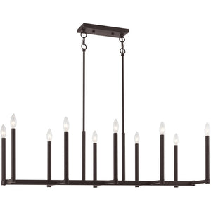 HomeRoots Bronze Ten-Light Dimmable Chandelier with Cylinder Shades for Elegant Home Lighting Solutions 687163