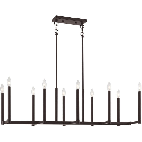 HomeRoots Bronze Ten-Light Dimmable Chandelier with Cylinder Shades for Elegant Home Lighting Solutions 687163