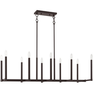 HomeRoots Bronze Ten-Light Dimmable Chandelier with Cylinder Shades for Elegant Home Lighting Solutions 687163