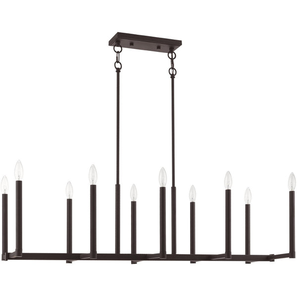HomeRoots Bronze Ten-Light Dimmable Chandelier with Cylinder Shades for Elegant Home Lighting Solutions 687163