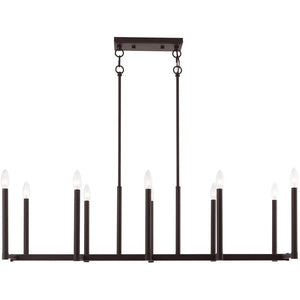 HomeRoots Bronze Ten-Light Dimmable Chandelier with Cylinder Shades for Elegant Home Lighting Solutions 687163