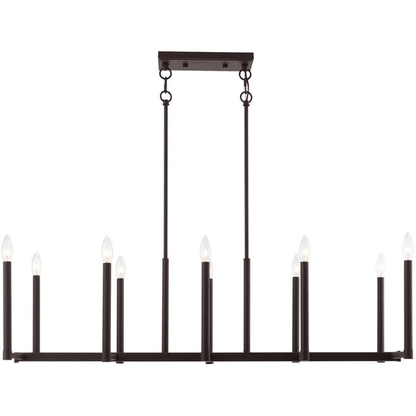 HomeRoots Bronze Ten-Light Dimmable Chandelier with Cylinder Shades for Elegant Home Lighting Solutions 687163