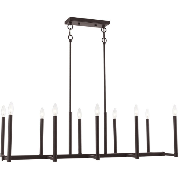 HomeRoots Bronze Ten-Light Dimmable Chandelier with Cylinder Shades for Elegant Home Lighting Solutions 687163