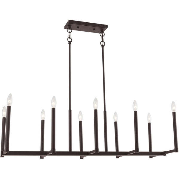 HomeRoots Bronze Ten-Light Dimmable Chandelier with Cylinder Shades for Elegant Home Lighting Solutions 687163