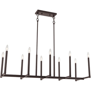 HomeRoots Bronze Ten-Light Dimmable Chandelier with Cylinder Shades for Elegant Home Lighting Solutions 687163