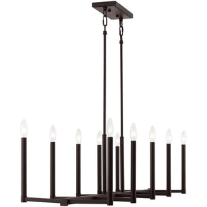 HomeRoots Bronze Ten-Light Dimmable Chandelier with Cylinder Shades for Elegant Home Lighting Solutions 687163