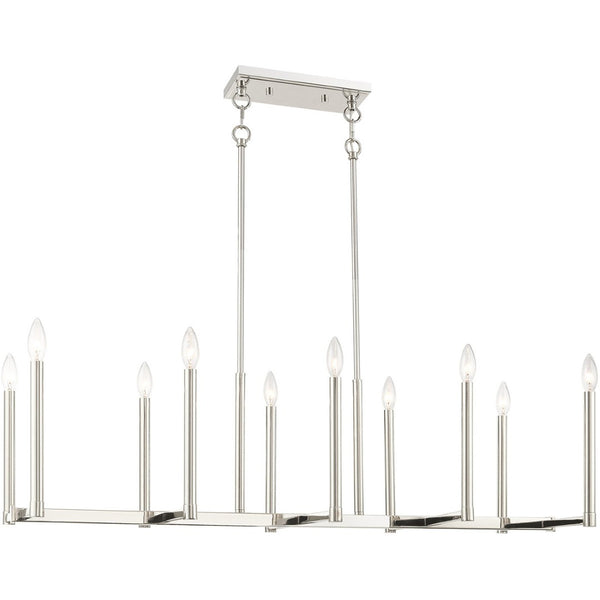 HomeRoots Ten Light Dimmable Chandelier – Modern Cylinder Design with Steel Shades for Elegant Illumination 687164