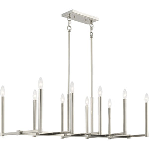 HomeRoots Ten Light Dimmable Chandelier – Modern Cylinder Design with Steel Shades for Elegant Illumination 687164