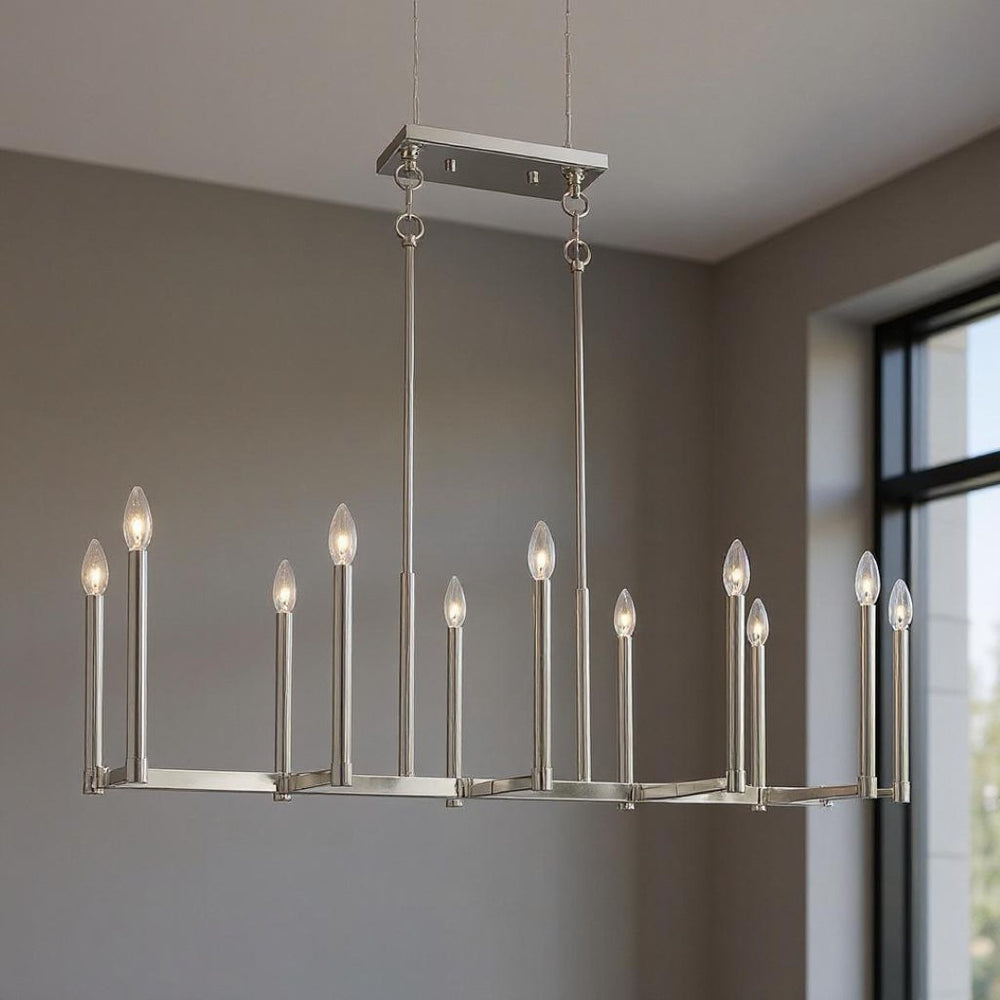 HomeRoots Ten Light Dimmable Chandelier – Modern Cylinder Design with Steel Shades for Elegant Illumination 687164