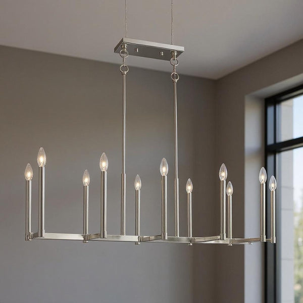 HomeRoots Ten Light Dimmable Chandelier – Modern Cylinder Design with Steel Shades for Elegant Illumination 687164