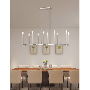 HomeRoots Ten Light Dimmable Chandelier with Modern Cylindrical Shades for Stylish Home Illumination 687165