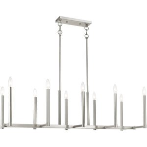 HomeRoots Ten Light Dimmable Chandelier with Modern Cylindrical Shades for Stylish Home Illumination 687165