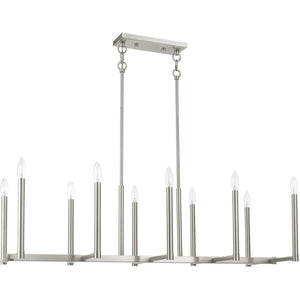HomeRoots Ten Light Dimmable Chandelier with Modern Cylindrical Shades for Stylish Home Illumination 687165