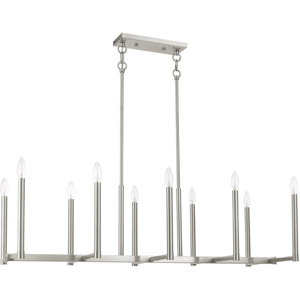 HomeRoots Ten Light Dimmable Chandelier with Modern Cylindrical Shades for Stylish Home Illumination 687165