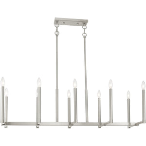 HomeRoots Ten Light Dimmable Chandelier with Modern Cylindrical Shades for Stylish Home Illumination 687165