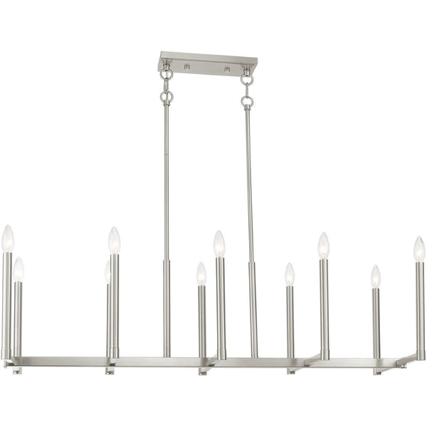 HomeRoots Ten Light Dimmable Chandelier with Modern Cylindrical Shades for Stylish Home Illumination 687165