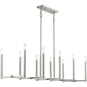 HomeRoots Ten Light Dimmable Chandelier with Modern Cylindrical Shades for Stylish Home Illumination 687165