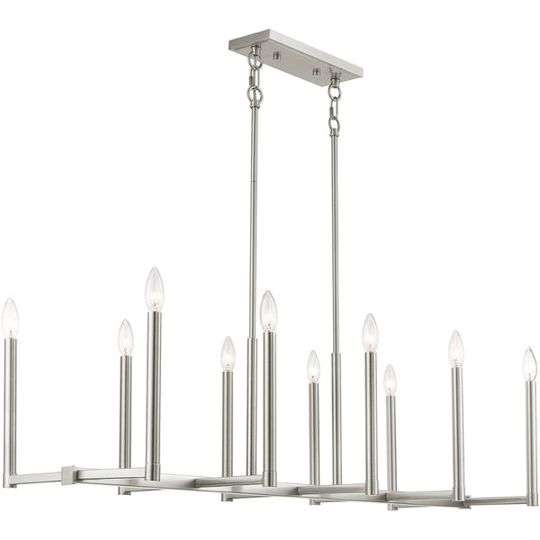 HomeRoots Ten Light Dimmable Chandelier with Modern Cylindrical Shades for Stylish Home Illumination 687165