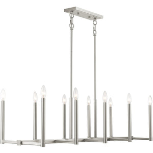 HomeRoots Ten Light Dimmable Chandelier with Modern Cylindrical Shades for Stylish Home Illumination 687165