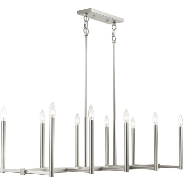 HomeRoots Ten Light Dimmable Chandelier with Modern Cylindrical Shades for Stylish Home Illumination 687165