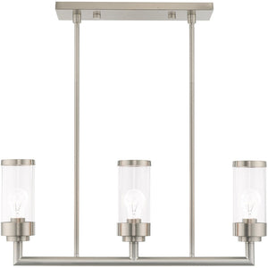 HomeRoots Three Light Dimmable Chandelier with Sleek Cylindrical Shades for Modern Home Décor and Versatility 687166