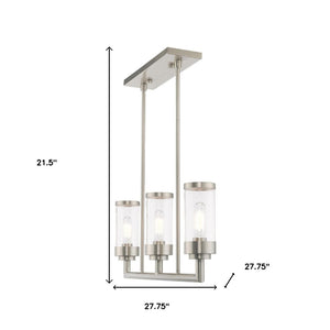 HomeRoots Three Light Dimmable Chandelier with Sleek Cylindrical Shades for Modern Home Décor and Versatility 687166