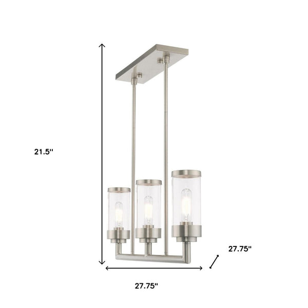 HomeRoots Three Light Dimmable Chandelier with Sleek Cylindrical Shades for Modern Home Décor and Versatility 687166