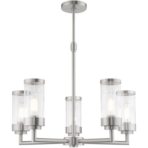 HomeRoots Five Light Dimmable Chandelier with Stylish Steel Shades - Modern Elegance for Any Room 687167