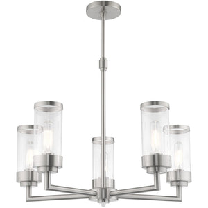 HomeRoots Five Light Dimmable Chandelier with Stylish Steel Shades - Modern Elegance for Any Room 687167