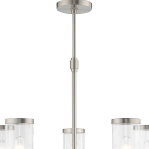 HomeRoots Five Light Dimmable Chandelier with Stylish Steel Shades - Modern Elegance for Any Room 687167