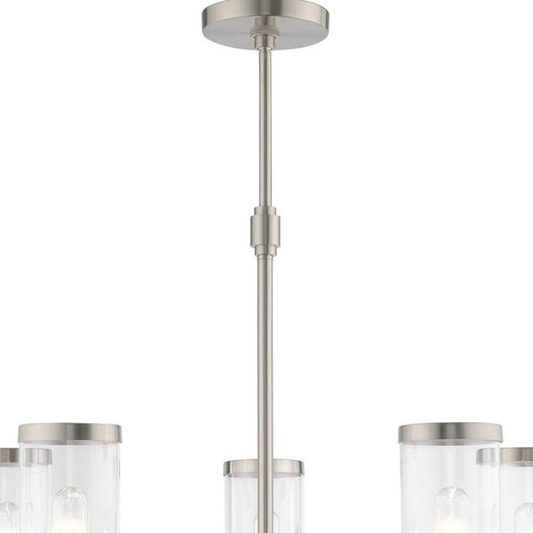 HomeRoots Five Light Dimmable Chandelier with Stylish Steel Shades - Modern Elegance for Any Room 687167