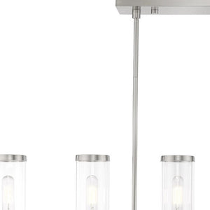 HomeRoots Six Light Dimmable Chandelier with Sleek Cylindrical Shades for Modern Elegance and Versatile Style 687168